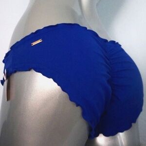 NWT Victorias Secret Blue The Ruffle Ruffled Cheeky Swim Bikini Bottom XS
